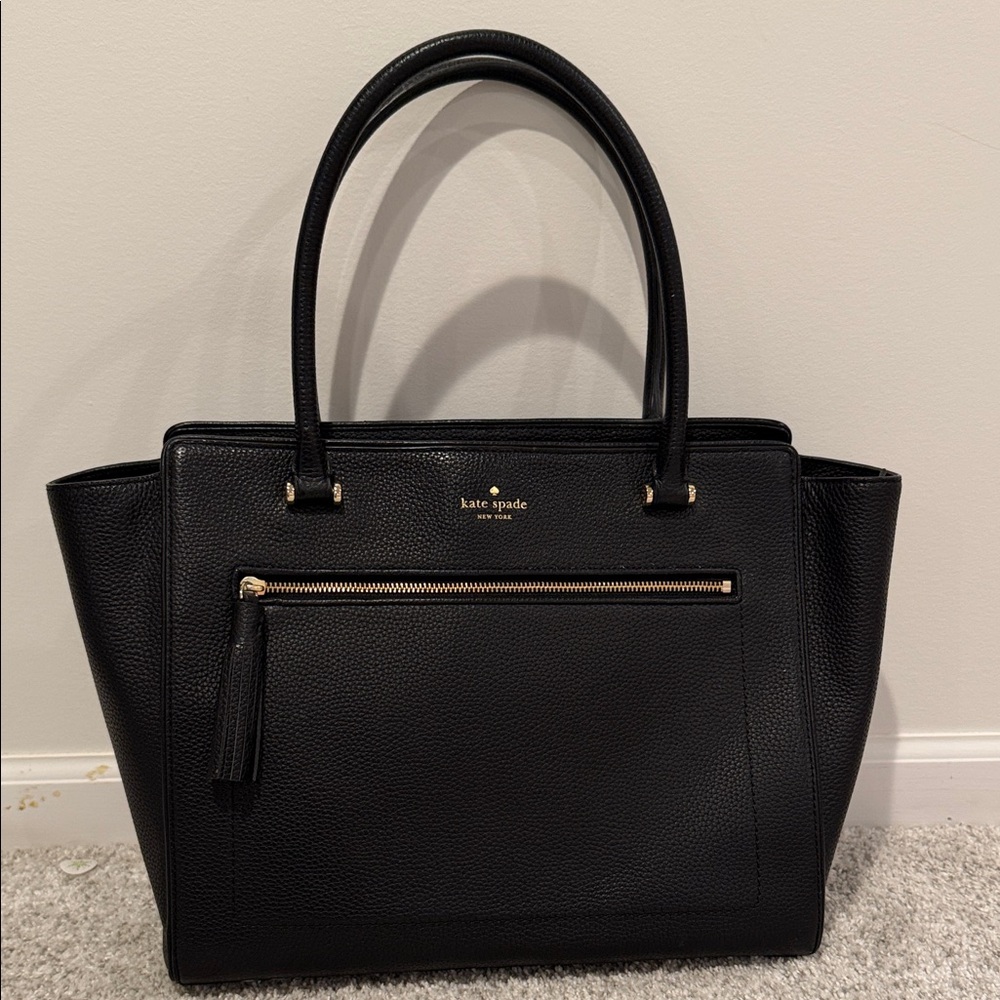 Kate Spade Black Leather Textured Tote